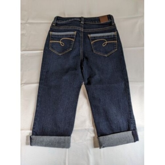 Justice Blue Denim Jeans Girls size 10R Capris Set of 3 Distressed Dark Wash - Picture 9 of 14